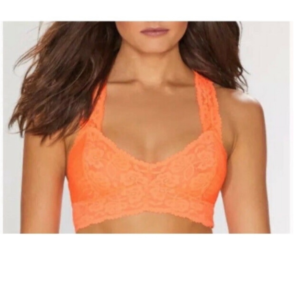 Free People Galloon Lace Racerback In Orange Size Medium